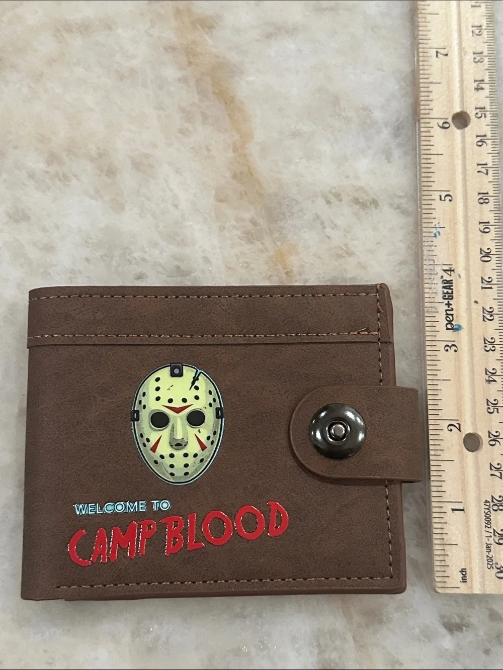 Jason Voorhees Welcome to Camp Blood Brown Men's Wallet with Snap Closure